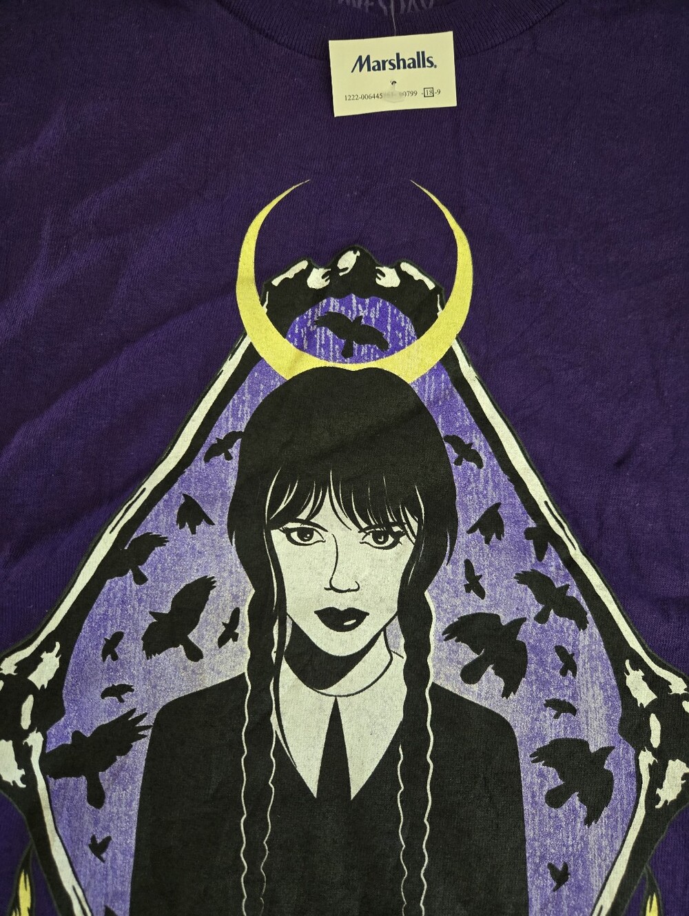 Unisex Wednesday Adams Nevermore Portrait T-Shirt X-Large Purple - Picture 5 of 10